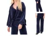 Project Social T Find Me Here Velour Pants In Blue In Blue
