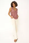 Project Social T Float Away Side Ruched V Neck Tank In Pink