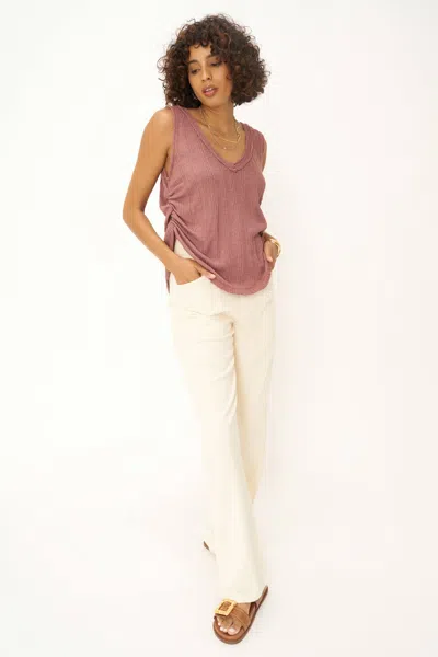 Project Social T Float Away Side Ruched V Neck Tank In Pink