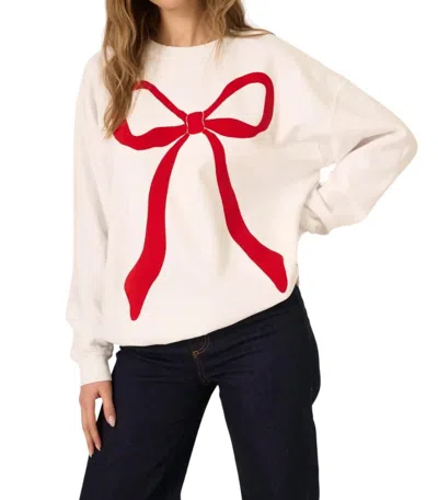 Project Social T Flocked Bow Sweatshirt In White
