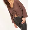 Project Social T Foolish Heart Cozy Ruched Front Top In Brown In Brown