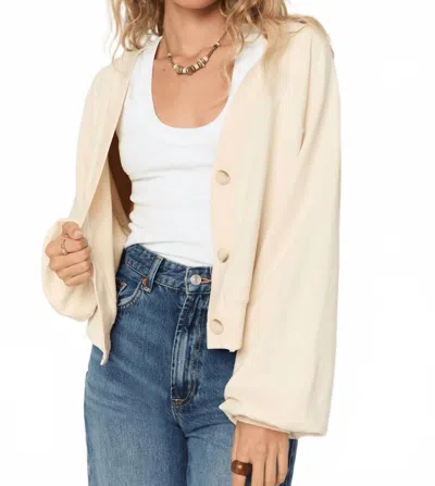 Project Social T Francina Button Front Cardigan In Beige In White