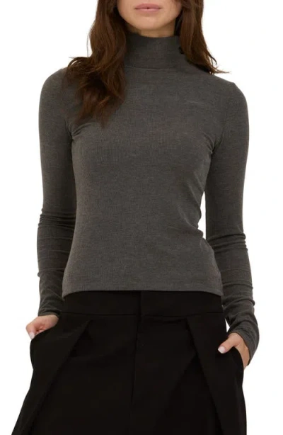 Project Social T Franklin Turtleneck Knit Top In Charcoal