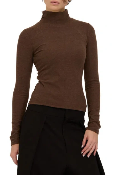 Project Social T Franklin Turtleneck Knit Top In Dark Mocha