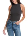 Project Social T Garner Mixed Sweater Rib Mock Neck Tank In Vintage Black In Black