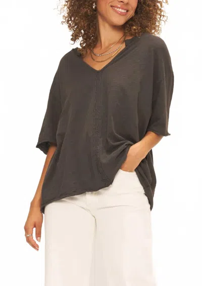 Project Social T Georgia Notch Neck Slub Tee In Black In Gold
