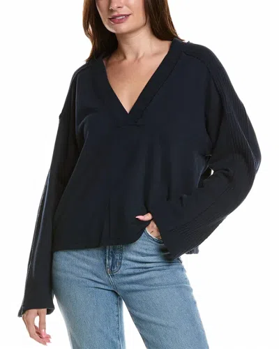 Project Social T Get Ready Mixed V Neck Pullover In Dark Night In Blue