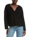 Project Social T Getaway Notch Neck Sweater Rib Pullover In Black