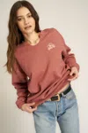Project Social T Giddy Up Embroidered Cut Crew Sweatshirt In Burgundy