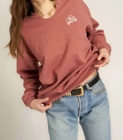 Project Social T Giddy Up Embroidered Cut Crew Sweatshirt In Desert Clay