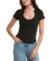 Project Social T Gina Scoop Notch Neck Rib T-shirt In Black