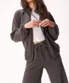 Project Social T Go Get 'em Zip Front Jacket In Vintage Black In Gray