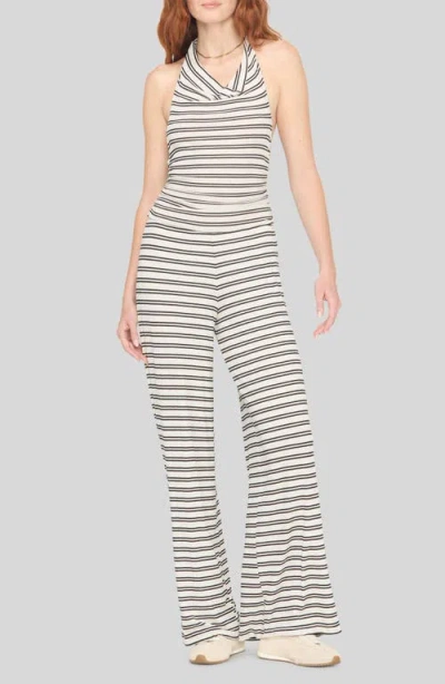 Project Social T Goa Striped Halter Jumpsuit In Gray