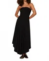Project Social T Goddess Strapless Shirred Maxi Dress In Black In Black