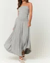 Project Social T Goddess Strapless Shirred Dress In Heather Grey In Grey
