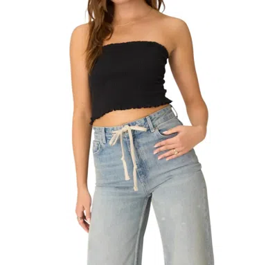 Project Social T Golden Hour Smocked Tube Top In Black