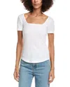 Project Social T Happy Hour Pointelle Ruched Back Top In White