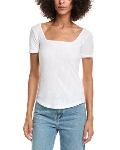 Project Social T Happy Hour Pointelle Ruched Back Top In White
