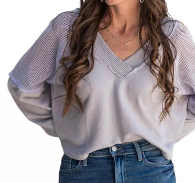 Project Social T Harley Seamed V-neck Pullover In Grey In Gray