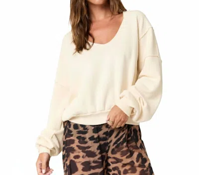 Project Social T Hazel Scoop Neck Sweatshirt In Ceramic In Neutral