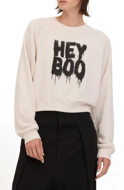 Project Social T Hey Boo Graphic Sweatshirt In White