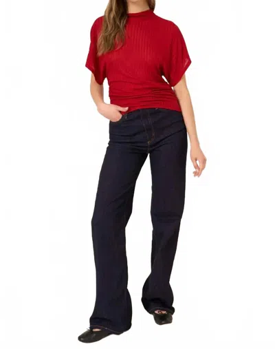 Project Social T Holly Funnel Neck Dolman Top In Red Currant In Black