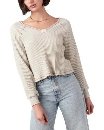 Project Social T Homebody V-neck Rib Longsleeve Top In Neutral
