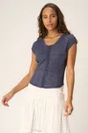 Project Social T Hooked On You Textured Rib Tee In Blue