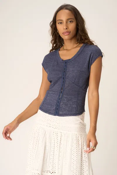 Project Social T Hooked On You Textured Rib Tee In Blue