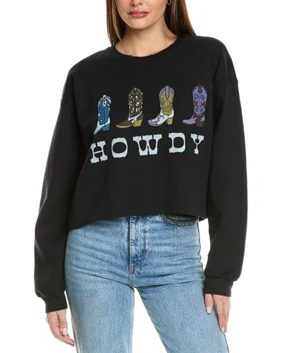 Project Social T Howdy Boots Raw Edge Sweatshirt In Black