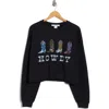 Project Social T Howdy Boots Raw Edge Sweatshirt In Black