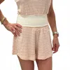 Project Social T Iris Striped Smocked Shorts In Ivory/sunset In Brown