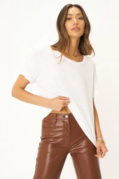 Project Social T Isadora Back Lace Up Stripe Easy Fit Tee In White