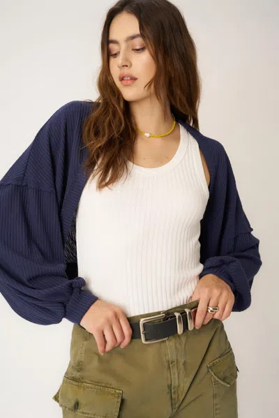 Project Social T Ivy Slouchy Sweater Rib Shrug In Blue