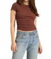 Project Social T Izzie Heathered Ruched Baby Tee In Desert Clay In Brown