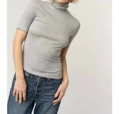 Project Social T Jesllyn Turtleneck Rib Tee Top In Heather Grey In Gray