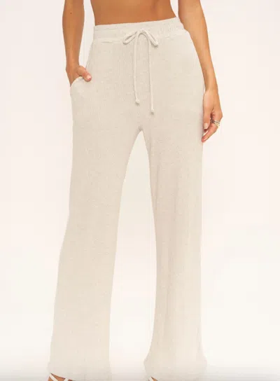 Project Social T Joanna Rib Wide Leg Pant In White In Neutral