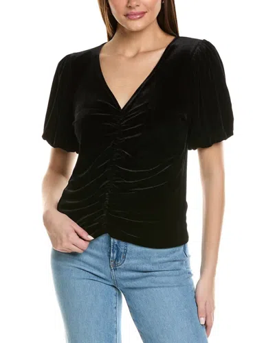 Project Social T Jorja Ruched Front Velvet Top In Black