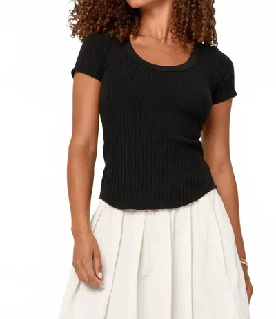 Project Social T Julie Scoop Neck Sweater Rib Tee In Black