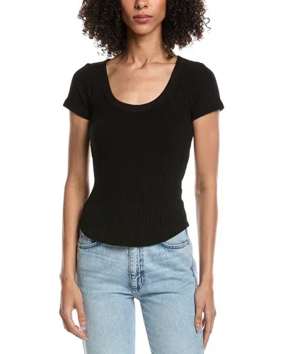 Project Social T Julie Scoop Neck Sweater Rib T-shirt In Black
