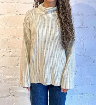Project Social T Juniper Brushed Funnel Neck Top In Eggnog In Multi