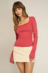 Project Social T Kami Burnout Square Neck Long Sleeve In Pink
