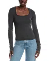 Project Social T Opal Ruched Side Brushed Rib Top In Gray