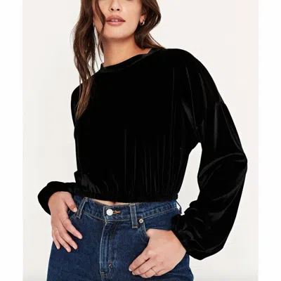 Project Social T Keep Rolling Velvet Long Sleeve Top In Black