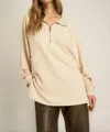Project Social T Kerry Half Zip Oversized Sweatshirt In Mother Of Pearl In Neutral