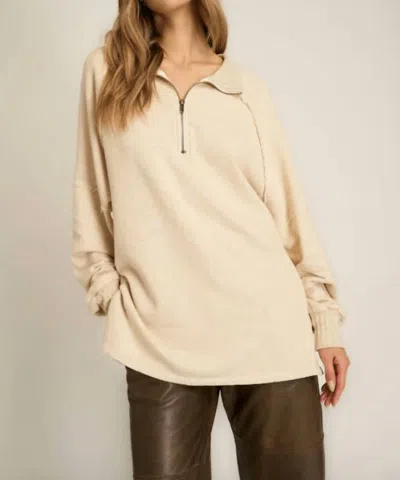 Project Social T Kerry Half Zip Oversized Sweatshirt In Mother Of Pearl In Neutral