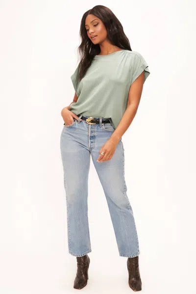 Project Social T Kiki Ruched Shoulder Washed Easy Fit Tee In Gray