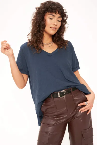 Project Social T Knock Out V Neck Tee In Blue