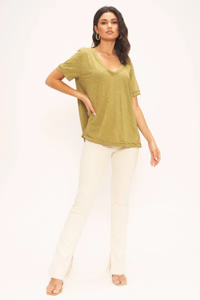 Project Social T Knock Out V Neck Tee In Green