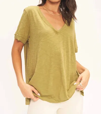 Project Social T Knock Out V Neck Tee In Martini Olive In Yellow